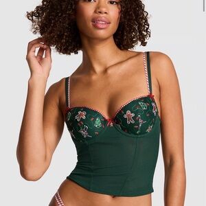 Victorias Secret Pink Wink Lightly Lined Balconette Corset Top Large $65